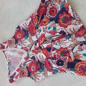 Anthropologie Deletta Amalia Multicolored Floral Peplum Sleeveless Top